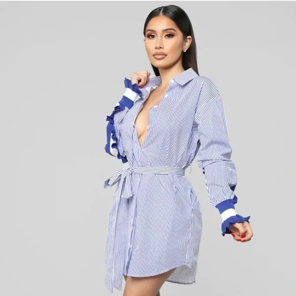 Fashion Nova | Dresses | Fashion Nova Blue White Striped Mini Dress |  Poshmark